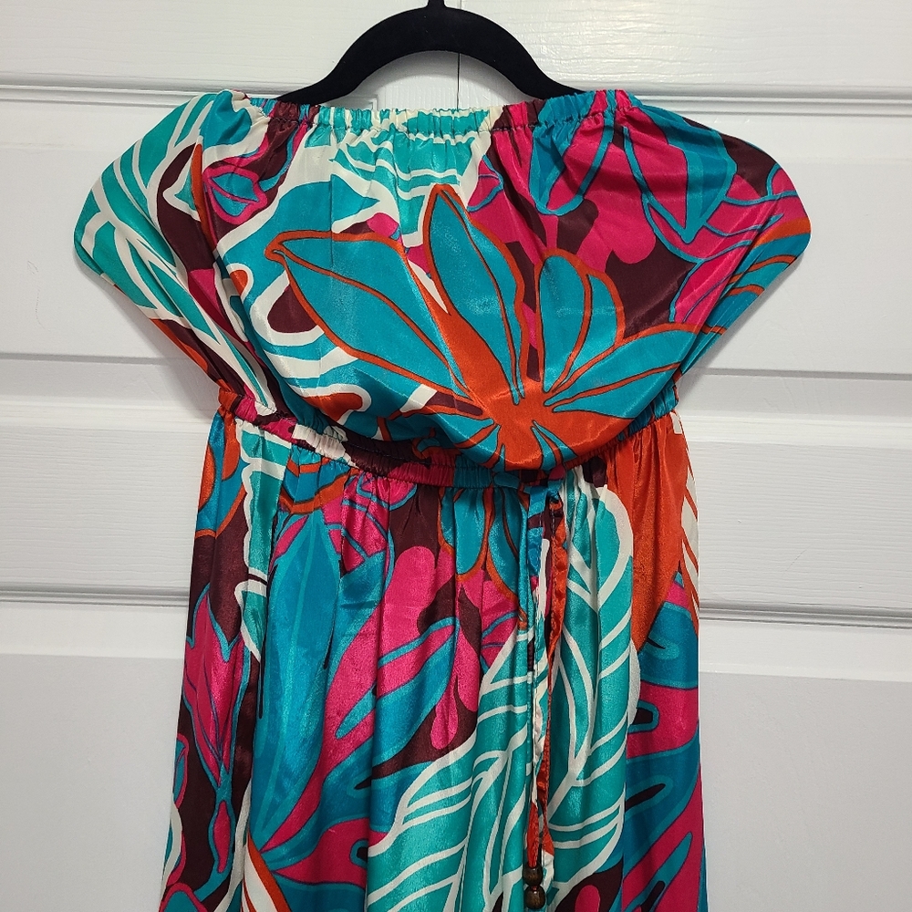 Tropical Multicolor Strapless Jumpsuit‎ Wooden Beads Tassle Size Small - Picture 5 of 7